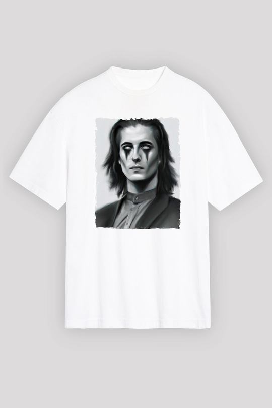 Maneskin Baskılı Beyaz Unisex Oversize Tişört - Tshirt