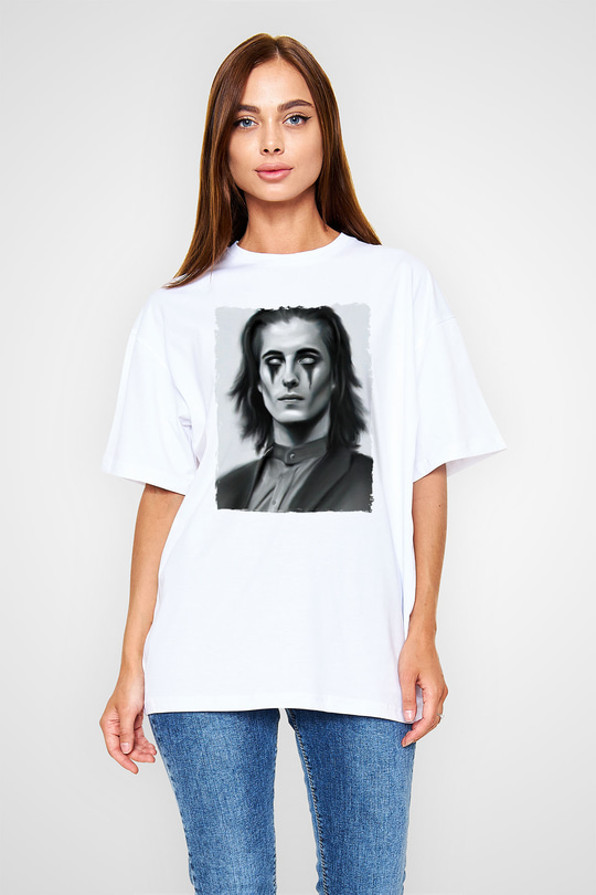 Maneskin Baskılı Beyaz Unisex Oversize Tişört - Tshirt