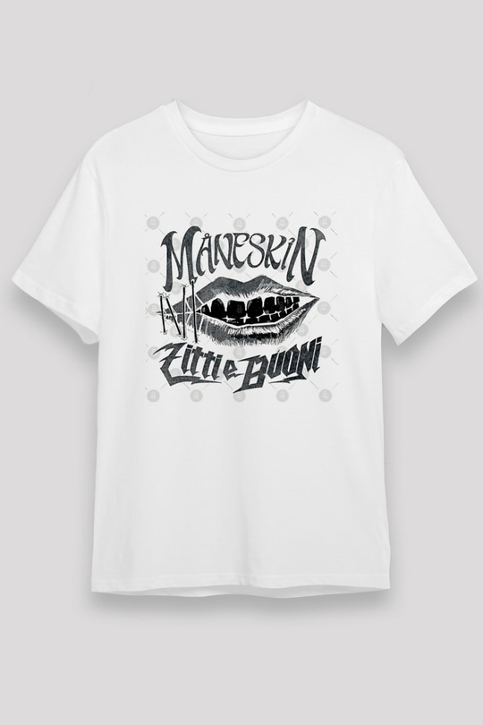 Maneskin Baskılı Unisex Beyaz Tişört - Tshirt