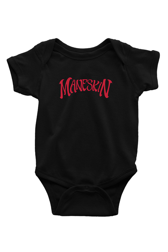 Maneskin Baskılı Unisex Siyah Bebek Body - Zıbın