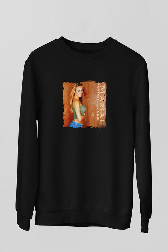 Mariah Carey Baskılı Unisex Siyah Sweatshirt