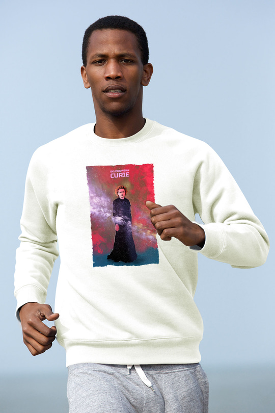 Marie Skłodowska Curie Renkli Baskılı Unisex Ekru Sweatshirt