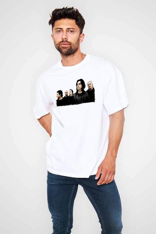 Marillion Baskılı Beyaz Unisex Oversize Tişört - Tshirt