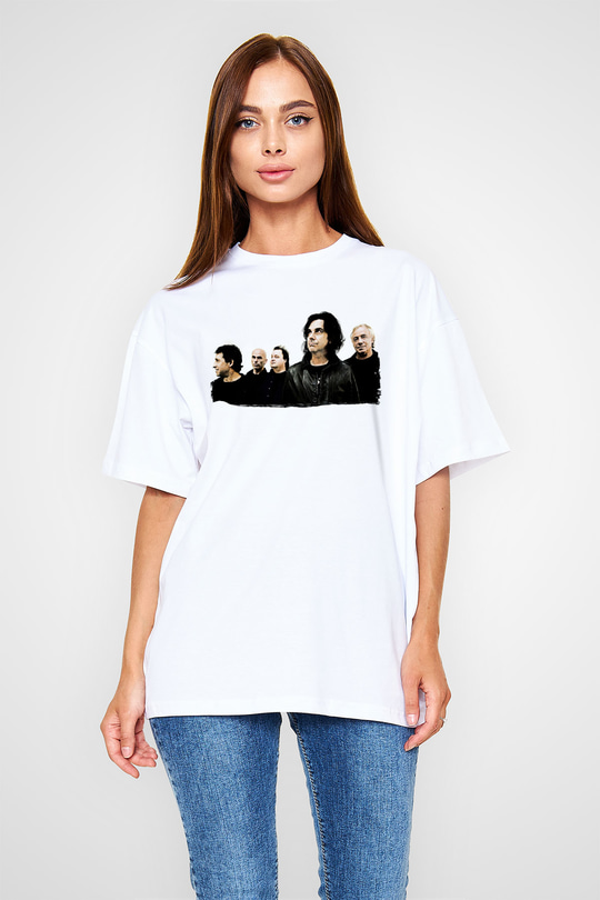 Marillion Baskılı Beyaz Unisex Oversize Tişört - Tshirt