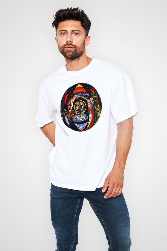 Marillion Baskılı Beyaz Unisex Oversize Tişört - Tshirt