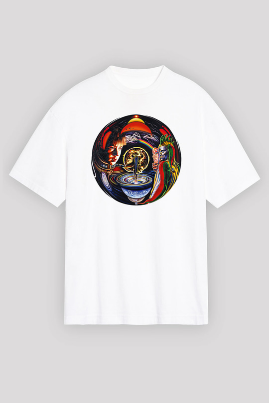 Marillion Baskılı Beyaz Unisex Oversize Tişört - Tshirt