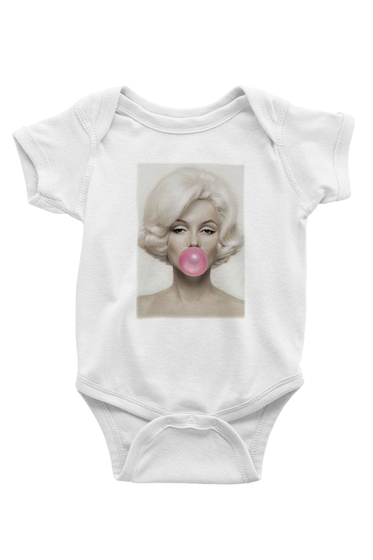 Marilyn Monroe Baskılı Beyaz Unisex Bebek Body - Zıbın