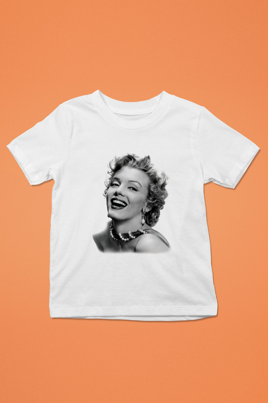 Marilyn Monroe Baskılı Beyaz Unisex Çocuk Tişört