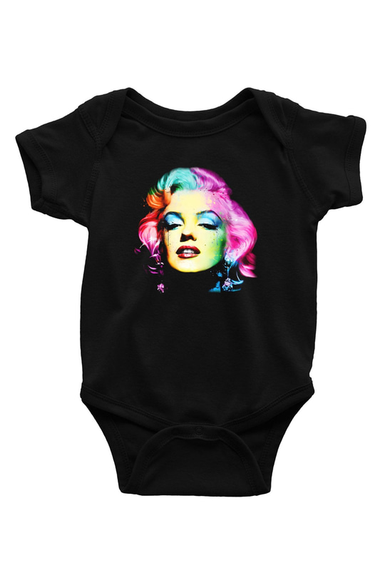 Marilyn Monroe Baskılı Siyah Bebek Body - Zıbın