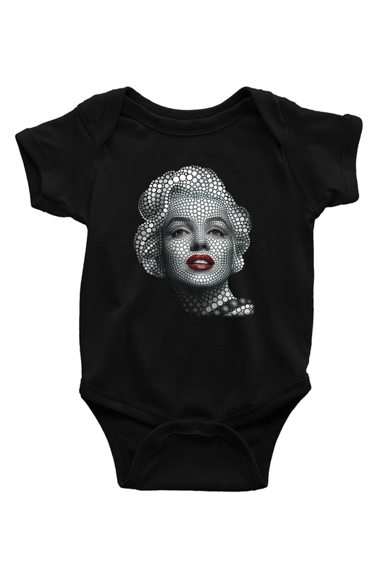Marilyn Monroe Baskılı Siyah Bebek Body - Zıbın