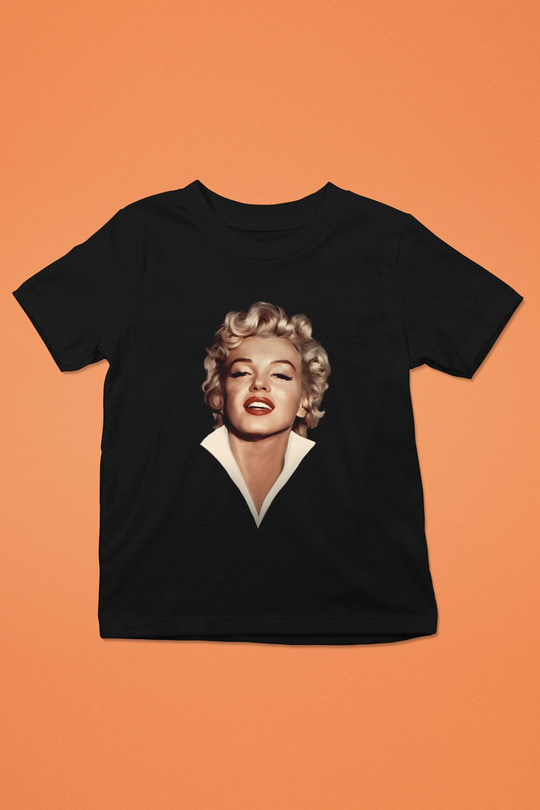 Marilyn Monroe Baskılı Siyah Unisex Çocuk Tişört