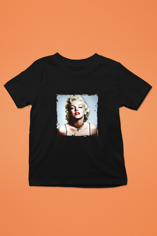 Marilyn Monroe Baskılı Unisex Siyah Çocuk Tişört