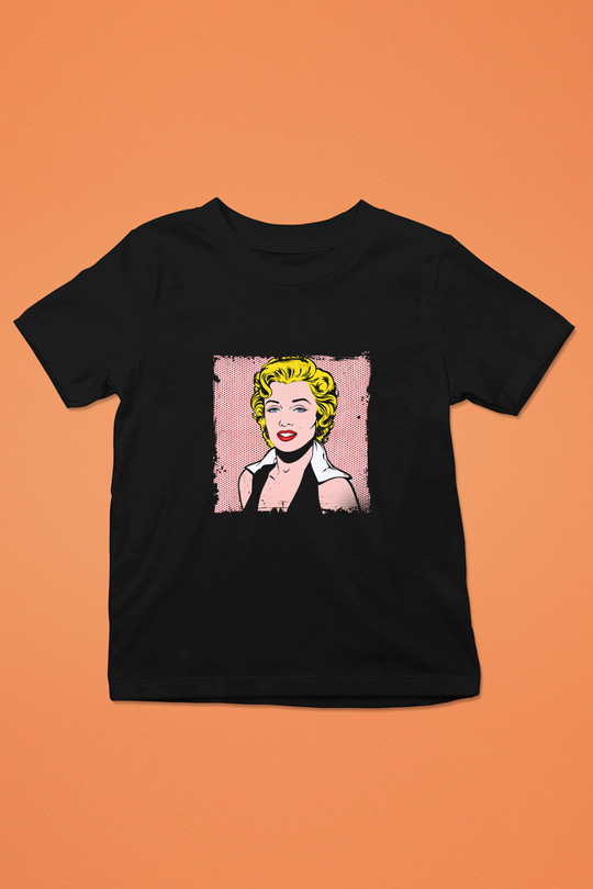 Marilyn Monroe Baskılı Unisex Siyah Çocuk Tişört