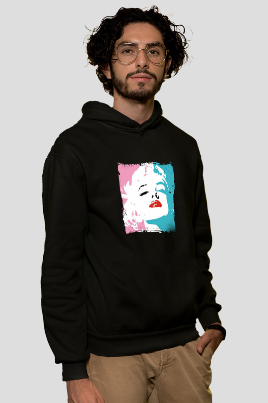 Marilyn Monroe Baskılı Unisex Siyah Hoodie
