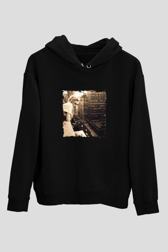 Marilyn Monroe Baskılı Unisex Siyah Hoodie
