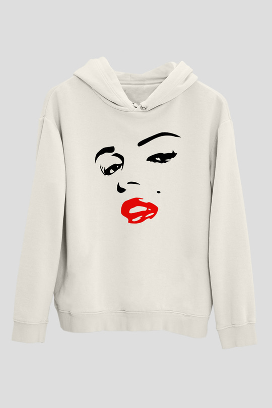 Marilyn Monroe Beyaz Unisex Kapşonlu Sweatshirt