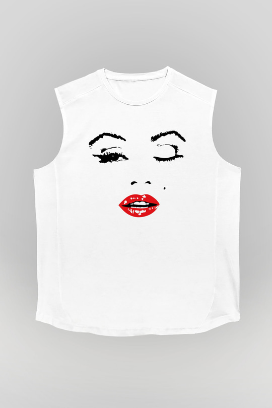 Marilyn Monroe Beyaz Unisex Kolsuz Tişört