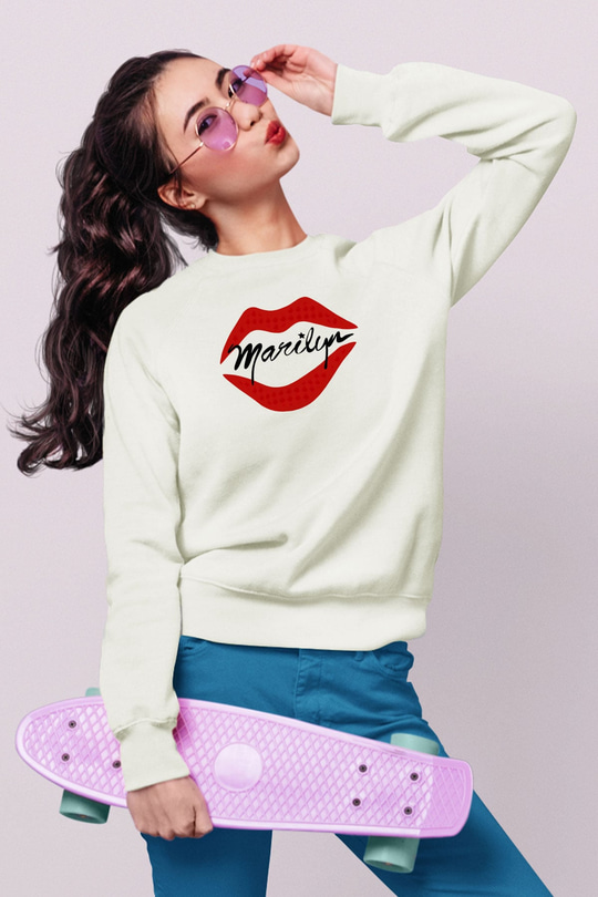 Marilyn Monroe Beyaz Unisex Sweatshirt