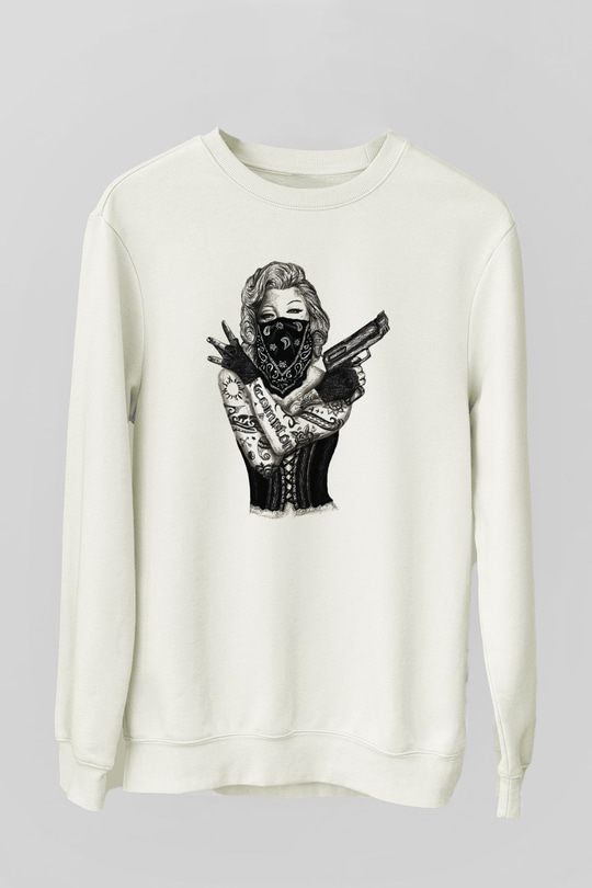 Marilyn Monroe Beyaz Unisex Sweatshirt