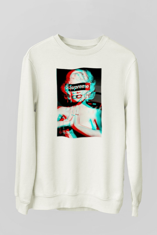 Marilyn Monroe Beyaz Unisex Sweatshirt