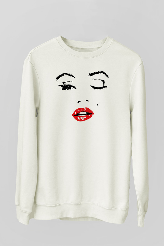 Marilyn Monroe Beyaz Unisex Sweatshirt