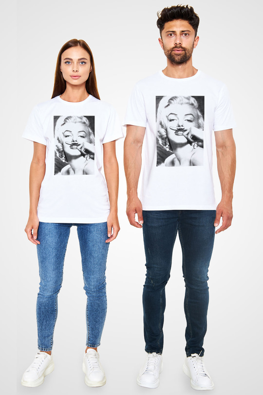 Marilyn Monroe Beyaz Unisex Tişört T-Shirt - TişörtFabrikası