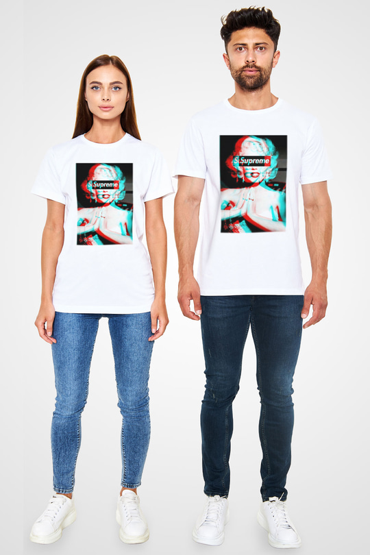 Marilyn Monroe Beyaz Unisex Tişört T-Shirt - TişörtFabrikası