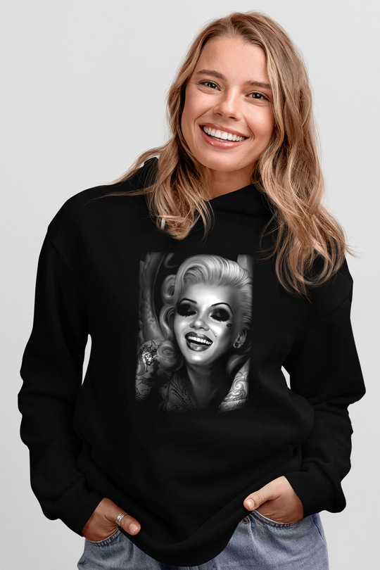 Marilyn Monroe Siyah Unisex Hoodie
