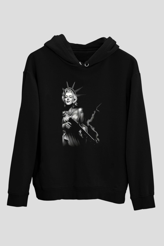 Marilyn Monroe Siyah Unisex Hoodie