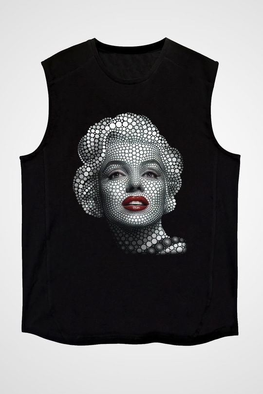 Marilyn Monroe Siyah Unisex Kolsuz Tişört