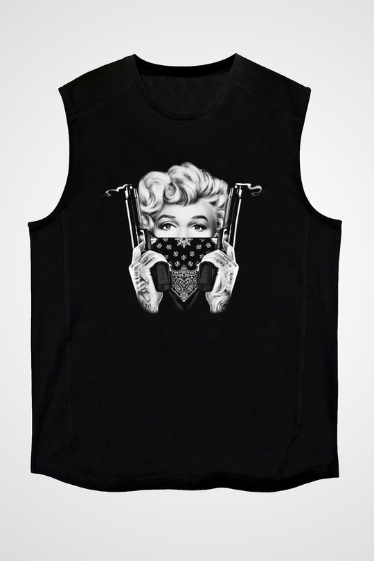 Marilyn Monroe Siyah Unisex Kolsuz Tişört