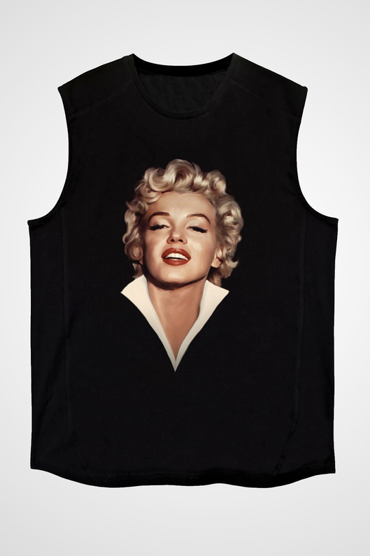 Marilyn Monroe Siyah Unisex Kolsuz Tişört