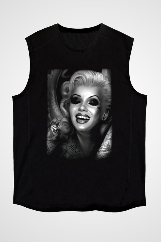 Marilyn Monroe Siyah Unisex Kolsuz Tişört