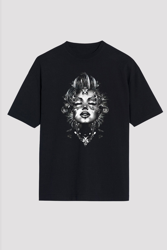 Marilyn Monroe Siyah Unisex Oversize Tişört T-Shirt