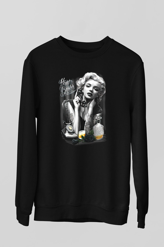 Marilyn Monroe Siyah Unisex Sweatshirt