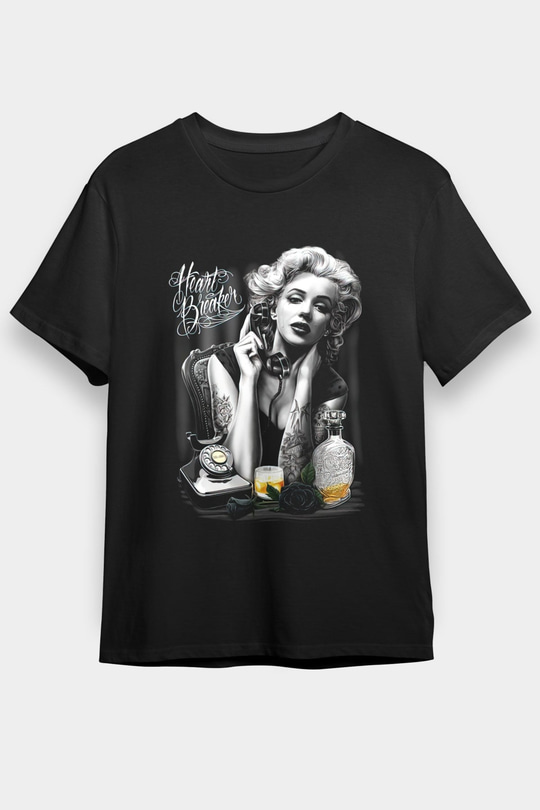 Marilyn Monroe Siyah Unisex Tişört T-Shirt - TişörtFabrikası