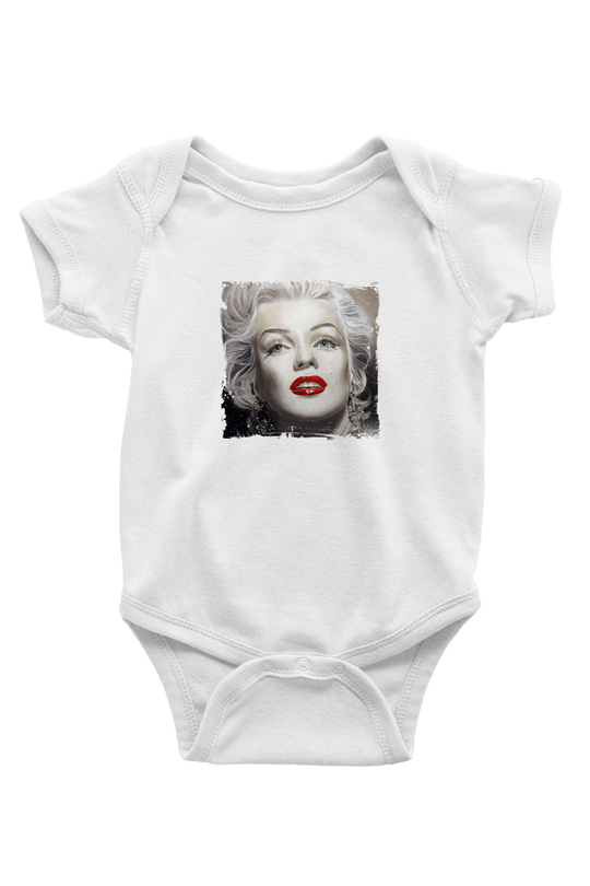 Marilyn Monroe Unisex Baskılı Beyaz Bebek Body - Zıbın