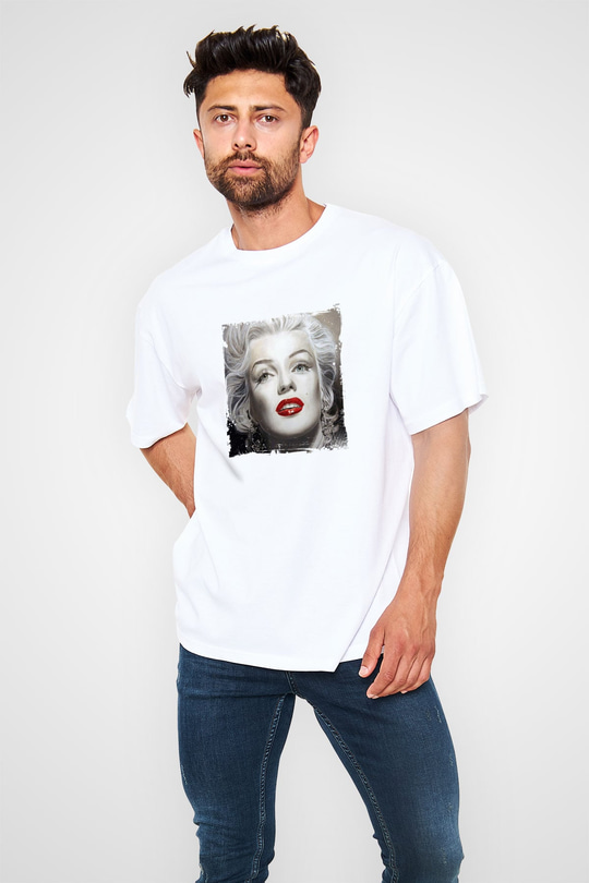 Marilyn Monroe Oversize Baskılı Beyaz Tişört
