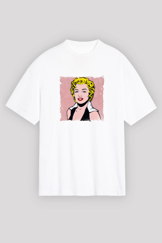 Marilyn Monroe Oversize Baskılı Beyaz Tişört