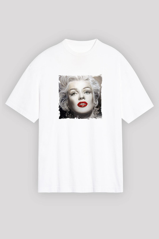 Marilyn Monroe Oversize Baskılı Beyaz Tişört