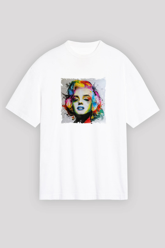 Marilyn Monroe Oversize Baskılı Beyaz Tişört