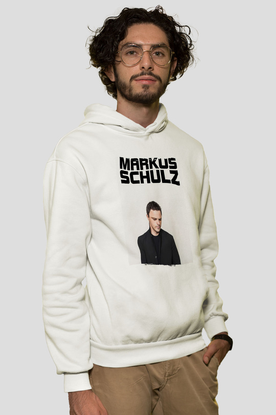 Markus Schulz Beyaz Unisex Kapüşonlu Sweatshirt
