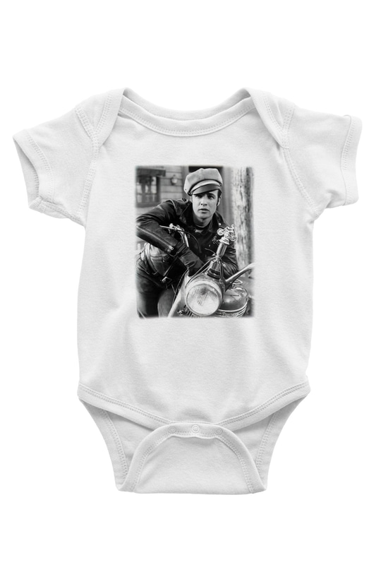 Marlon Brando Baskılı Beyaz Unisex Bebek Body - Zıbın