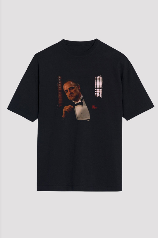 Marlon Brando Baskılı Unisex Siyah Oversize Tişört