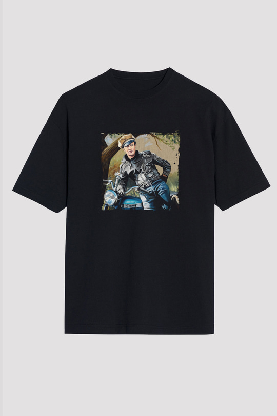 Marlon Brando Baskılı Unisex Siyah Oversize Tişört