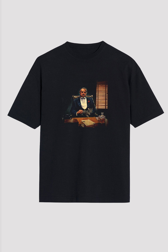 Marlon Brando Baskılı Unisex Siyah Oversize Tişört