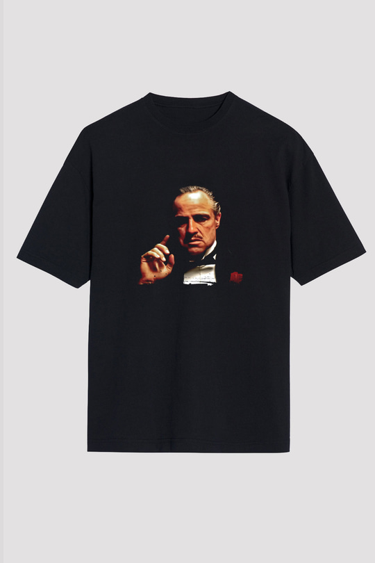 Marlon Brando Baskılı Unisex Siyah Oversize Tişört