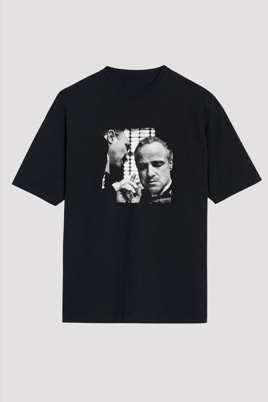 Marlon Brando Baskılı Unisex Siyah Oversize Tişört
