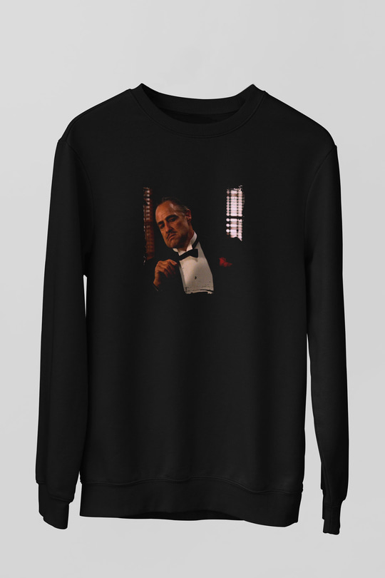 Marlon Brando Baskılı Unisex Siyah Sweatshirt