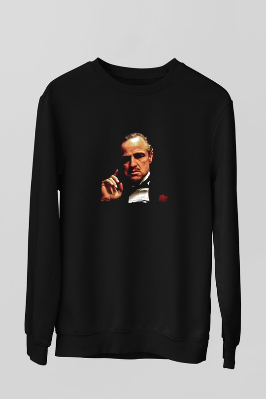 Marlon Brando Baskılı Unisex Siyah Sweatshirt